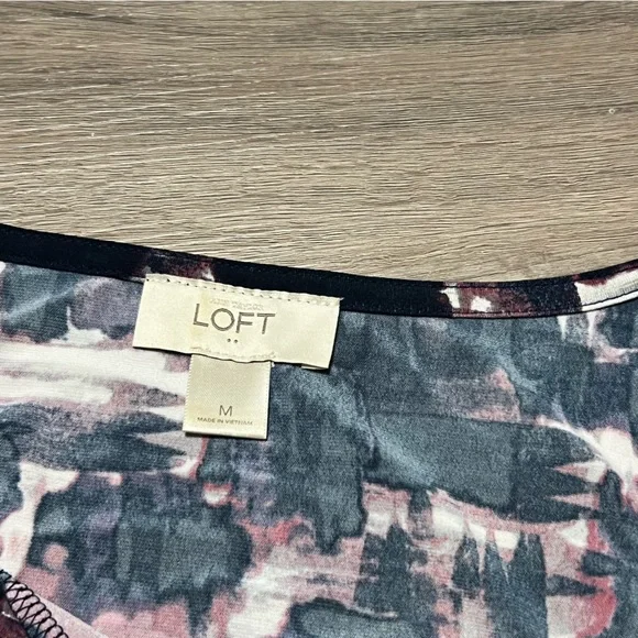 Loft Medium Dress Purple Blue Cowl Neck Drawstring Abstract Sleeveless Stretch - Picture 3 of 7